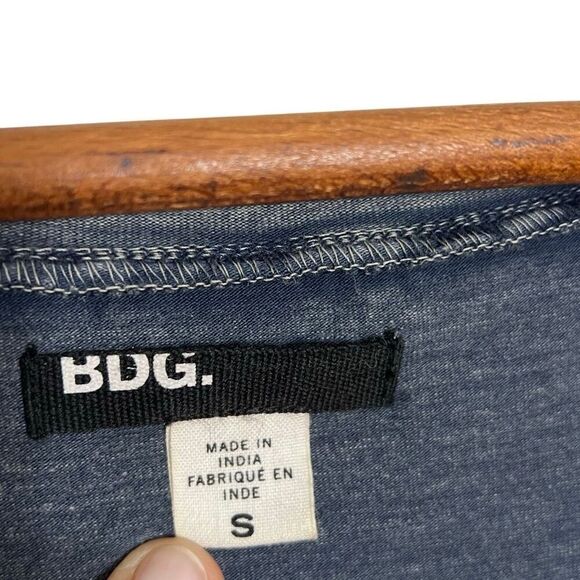 BDG Urban Outfitters Acid Wash Short Sleeve Snap Henley Dress Blue Size Small - Picture 6 of 8